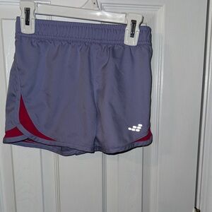 Women’s Gray Active Running Shorts with Pink Accents